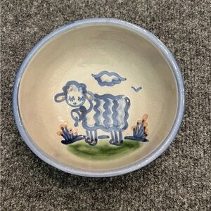 Vintage M. A. Hadley Pottery 5.5" Sheep Cereal Bowl - Rustic Farm Animal Theme